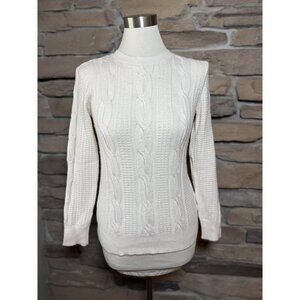 Philosophy Cable Knit Sweater Viscose Blend Soft White/Ivory Sz S
